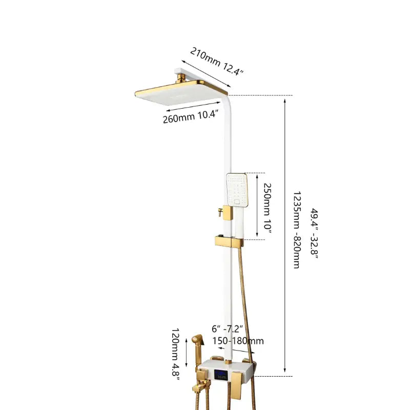 Colonne de douche blanche et or - Blanc
