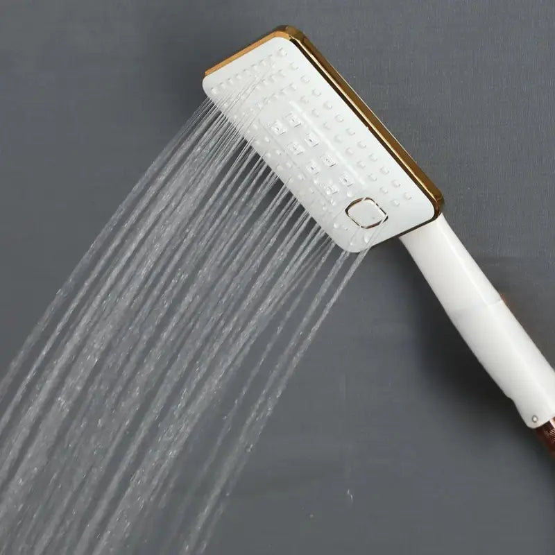 Colonne de douche blanche et or - Blanc