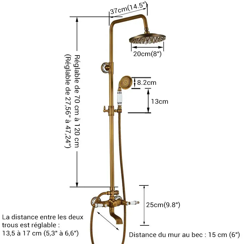 Colonne de douche bronze avec étagère - Bronze