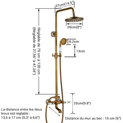 Colonne de douche bronze avec étagère - Bronze
