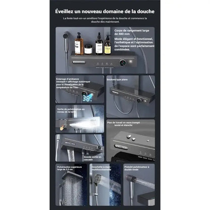 Colonne de douche carrée multi-jets - Gris