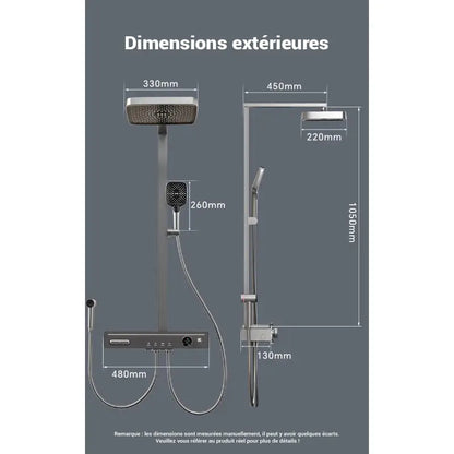 Colonne de douche carrée multi-jets - Gris