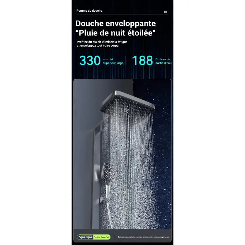 Colonne de douche carrée multi-jets - Gris