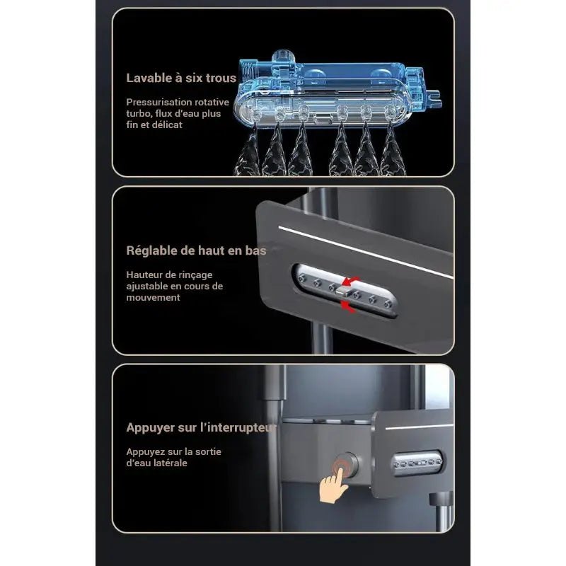 Colonne de douche carrée multi-jets - Gris