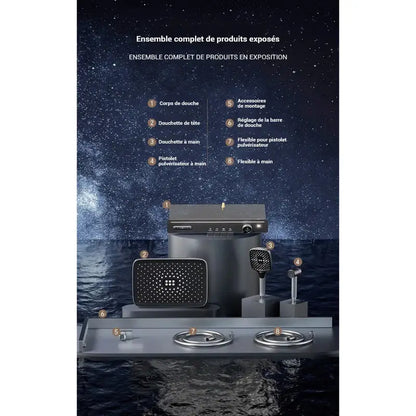 Colonne de douche carrée multi-jets - Gris