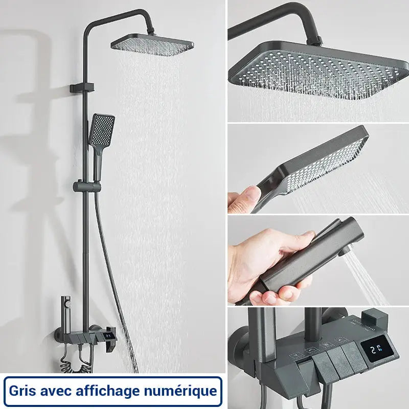 Colonne de douche carrée présentation numérique - Gris