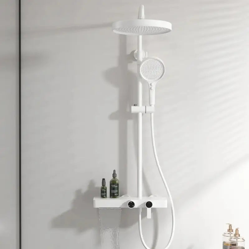 Colonne de douche design avec ciel de pluie - Blanc