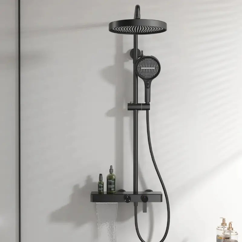 Colonne de douche design avec ciel de pluie - Noir