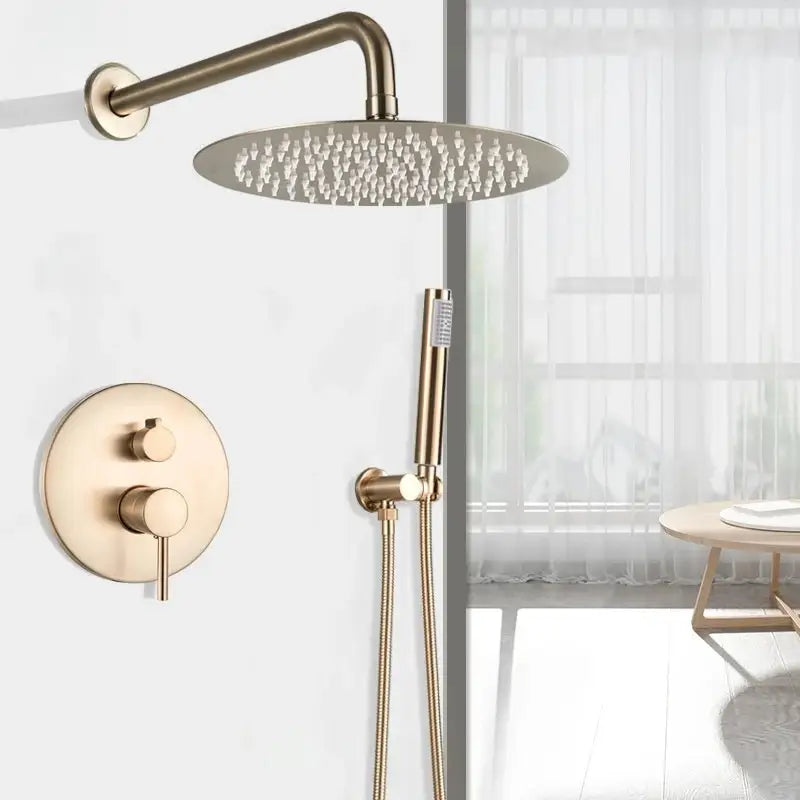 Colonne de douche dorée ronde