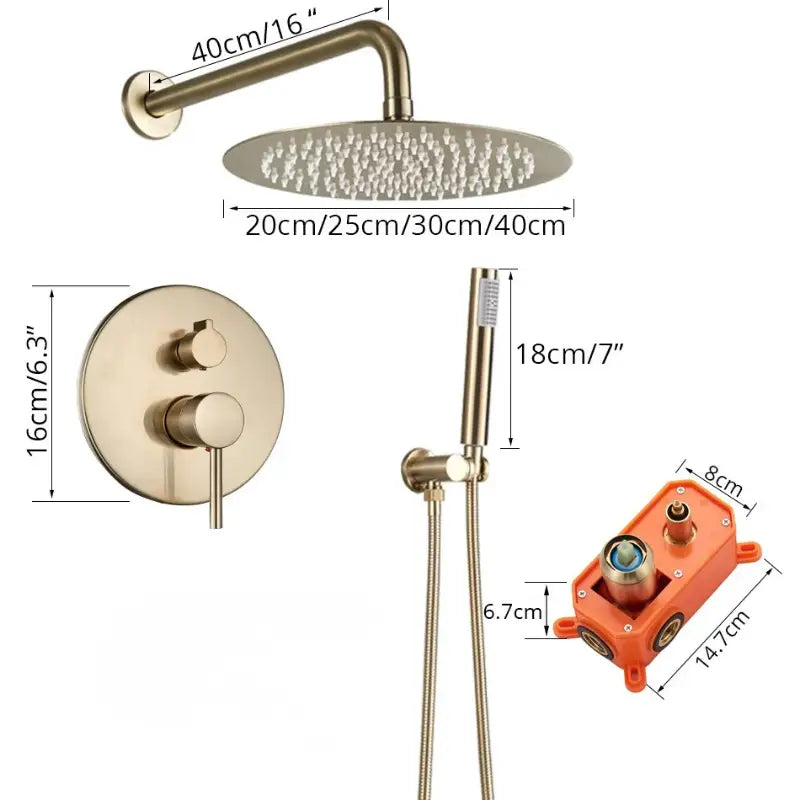 Colonne de douche dorée ronde