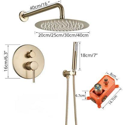Colonne de douche dorée ronde