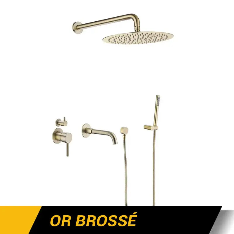 Colonne de douche encastrable brossette - Or brossé / 20 cm