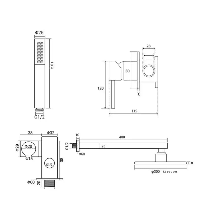 Colonne de douche encastrable ronde