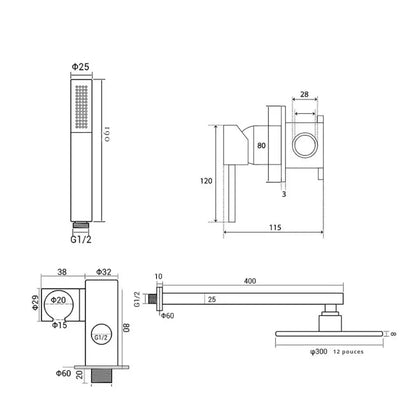 Colonne de douche encastrable ronde