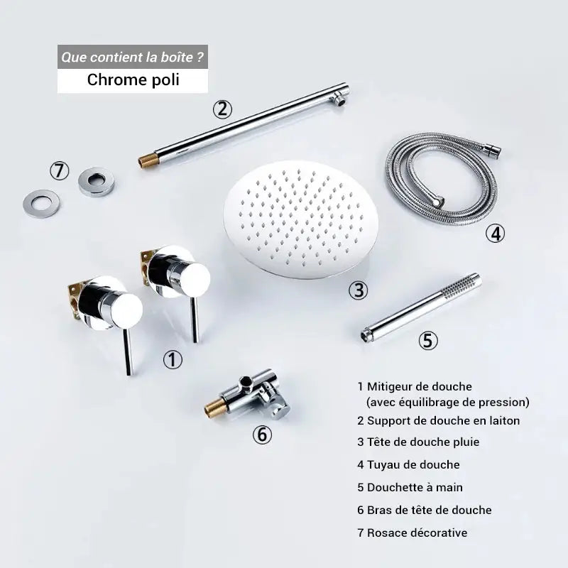 Colonne de douche encastrable ronde - Chrome / 20 cm