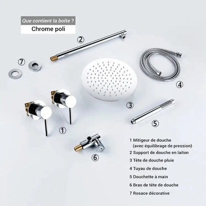 Colonne de douche encastrable ronde - Chrome / 20 cm