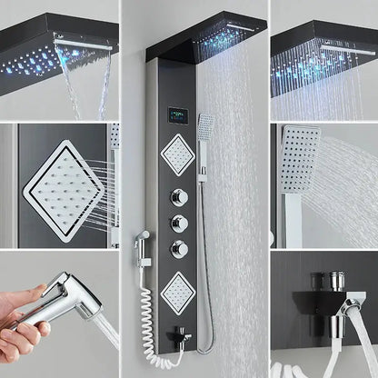 Colonne de douche hydromassante à LED - Noir