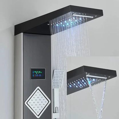 Colonne de douche hydromassante à LED - Noir