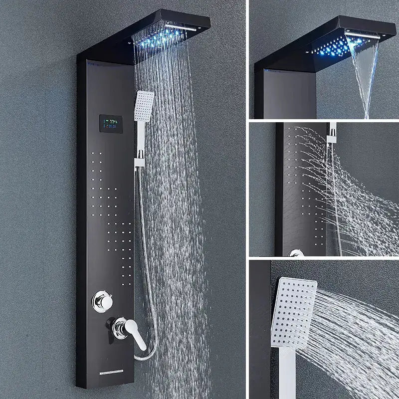 Colonne de douche hydromassante avec LED - Noir