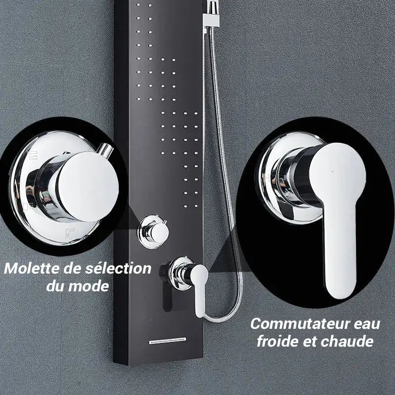 Colonne de douche hydromassante avec LED - Noir