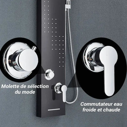 Colonne de douche hydromassante avec LED - Noir