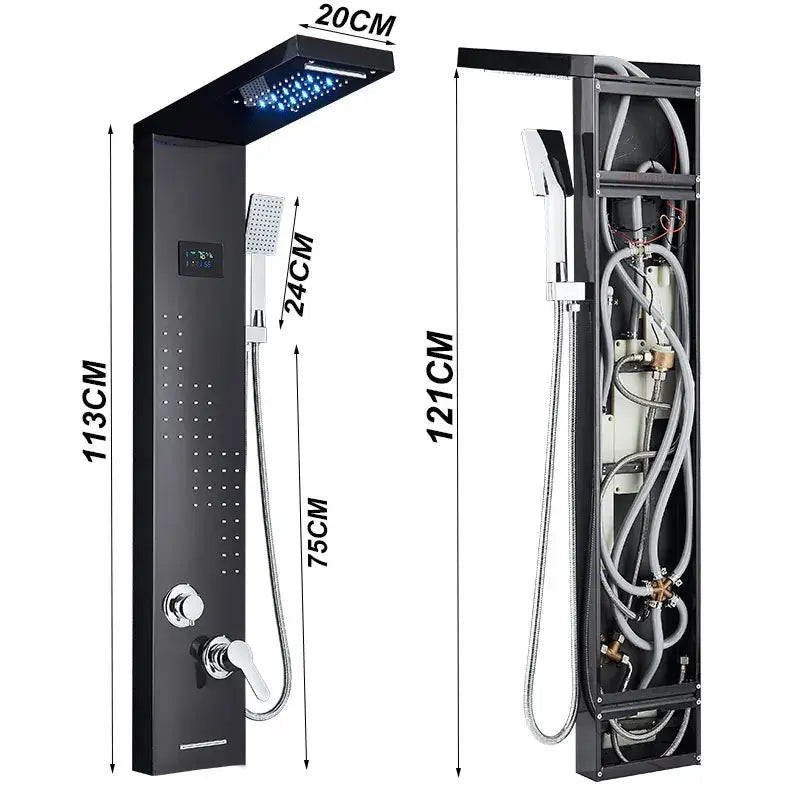 Colonne de douche hydromassante avec LED - Noir