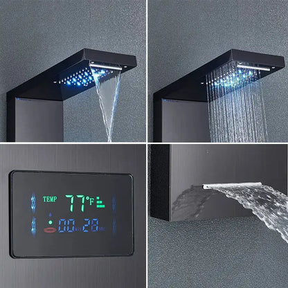 Colonne de douche hydromassante avec LED - Noir