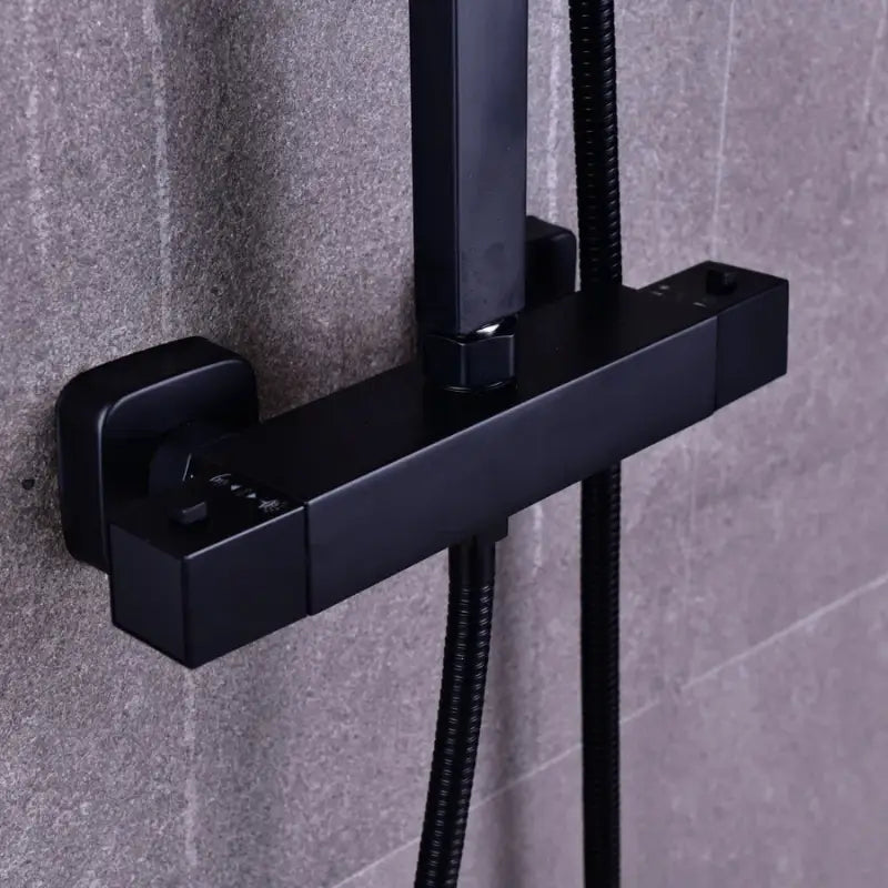 Colonne de douche en inox double pommeau - Noir