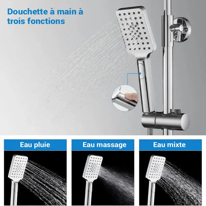 Colonne de douche en inox thermostatique - Argent