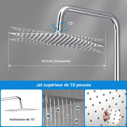 Colonne de douche en inox thermostatique - Argent