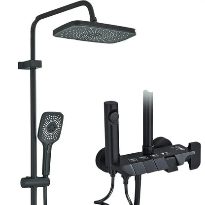 Colonne de douche laiton avec tablette - Noir