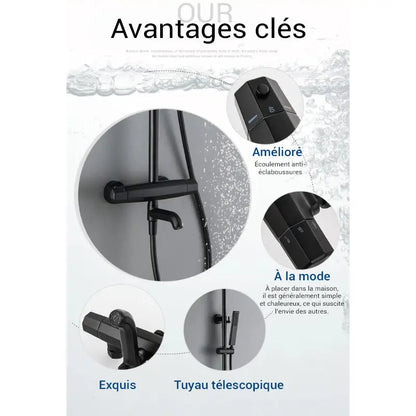 Colonne de douche avec mitigeur baignoire - Noir