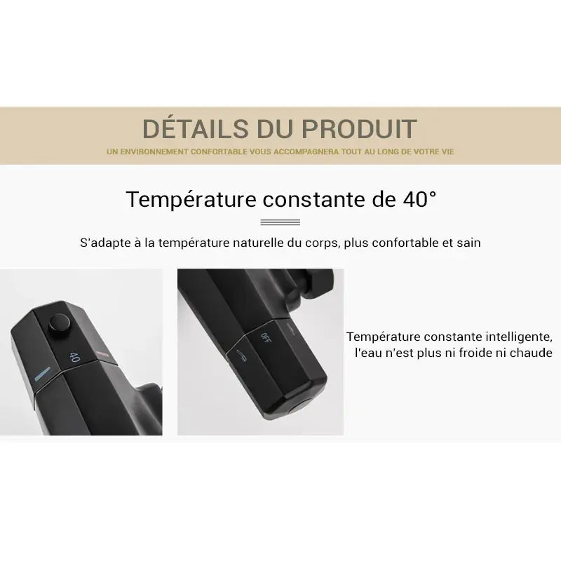 Colonne de douche avec mitigeur baignoire - Noir