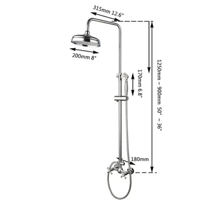 Colonne de douche avec mitigeur pour baignoire rétro - Chrome
