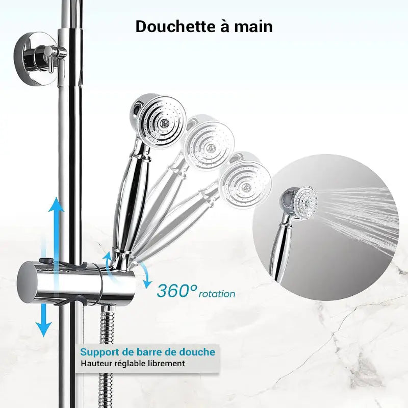 Colonne de douche avec mitigeur pour baignoire rétro - Chrome