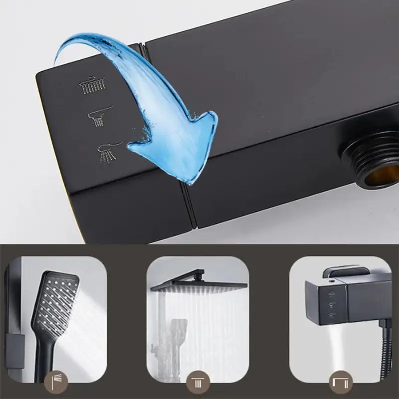 Colonne de douche avec mitigeur noir - Noir