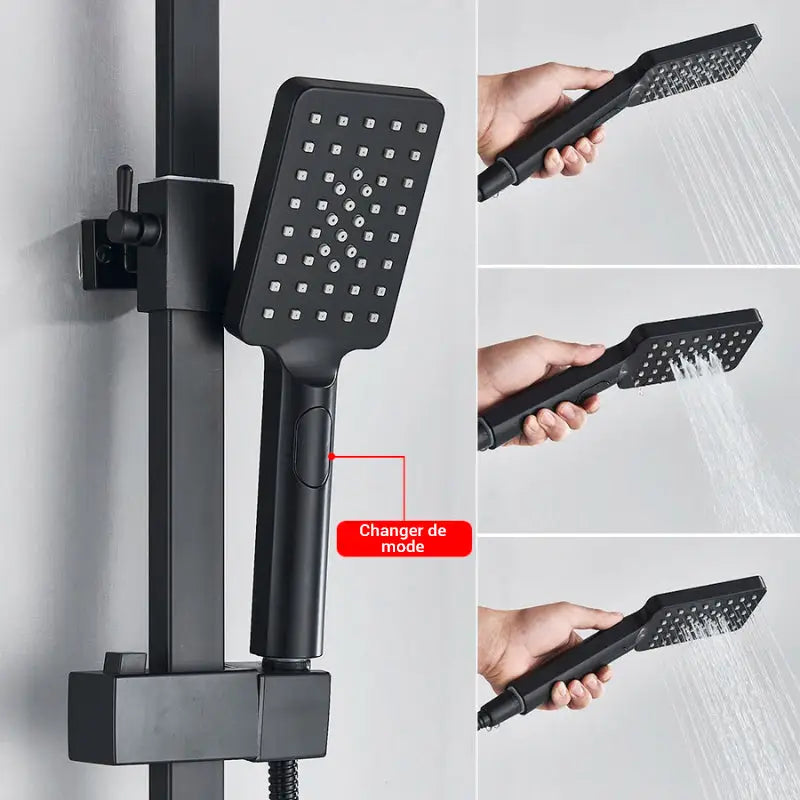 Colonne de douche noire avec écran LCD - Noir