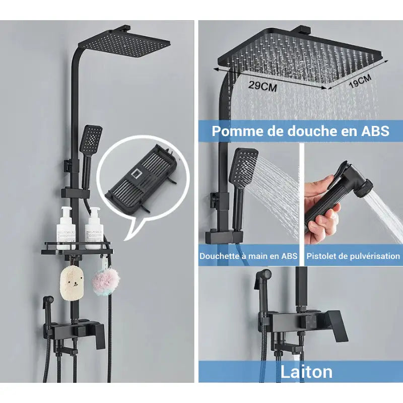 Colonne de douche noire mécanique - Noir