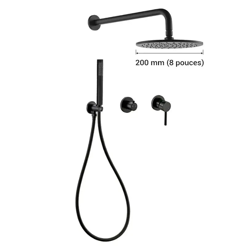 Colonne de douche noire murale - 20 cm