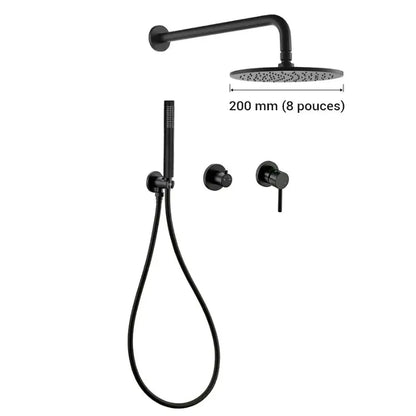 Colonne de douche noire murale - 20 cm