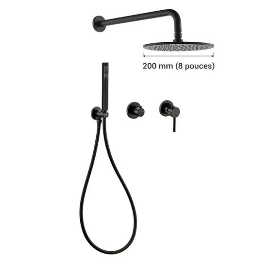 Colonne de douche noire murale - 20 cm