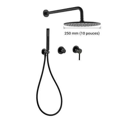 Colonne de douche noire murale - 25 cm