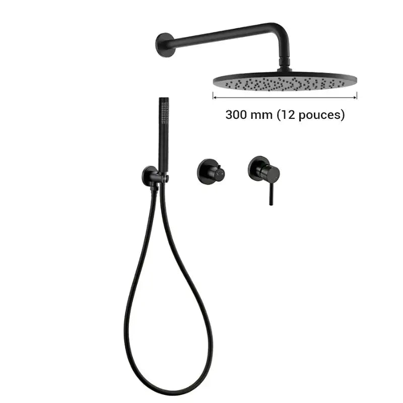 Colonne de douche noire murale - 30 cm