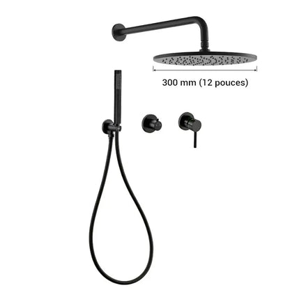 Colonne de douche noire murale - 30 cm