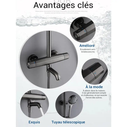 Colonne de douche noire thermostatique - Noir