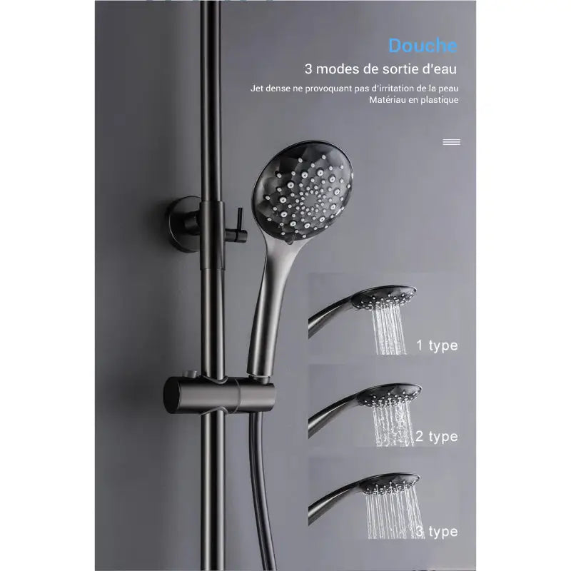 Colonne de douche noire thermostatique - Noir