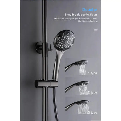 Colonne de douche noire thermostatique - Noir