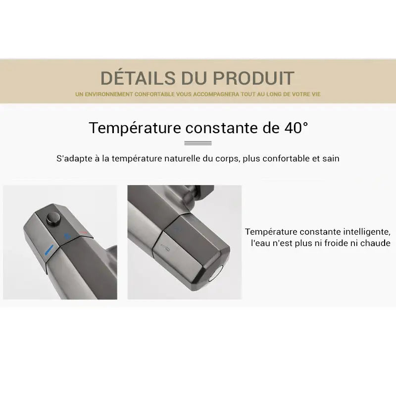 Colonne de douche noire thermostatique - Noir