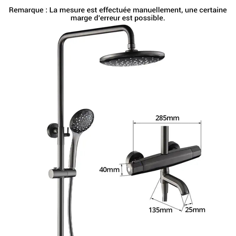 Colonne de douche noire thermostatique - Noir