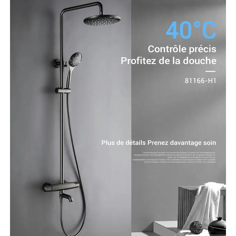 Colonne de douche noire thermostatique - Noir